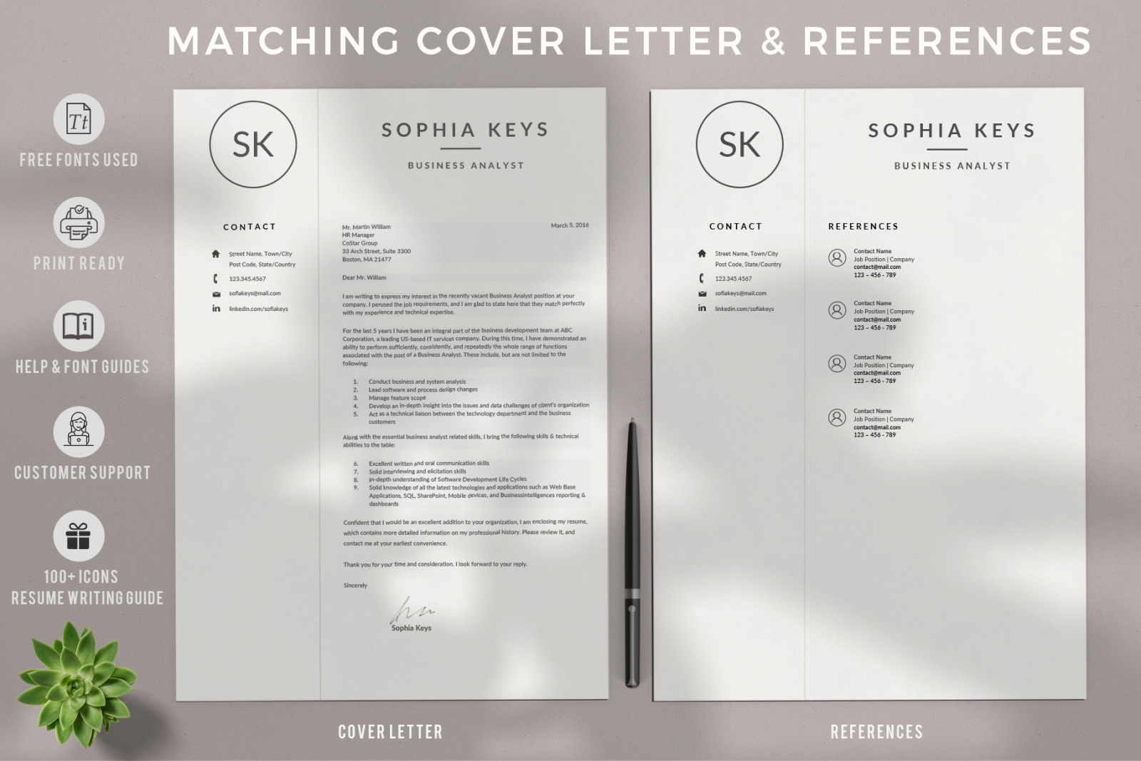 Minimalist Resume CV Layout with Logo for MS Word & Mac Pages + Cover Letter + References + icon set Minimalist Resume CV Layout with Logo for MS Word & Mac Pages + Cover Letter + References + icon set