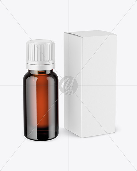 Amber Dropper Bottle with Box Mockup