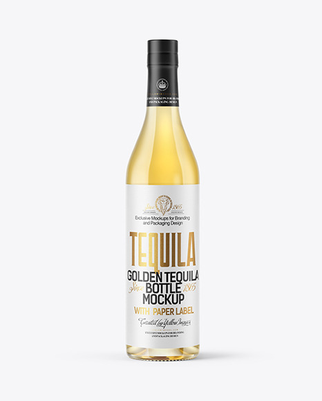 Golden Tequila Bottle Mockup