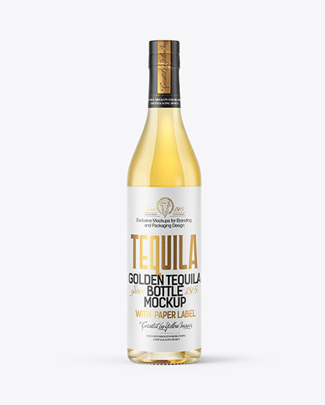 Golden Tequila Bottle Mockup