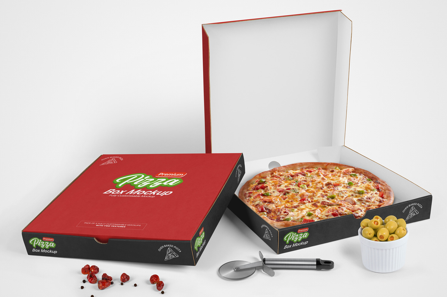 Pizza Box Mockups - Set of 5