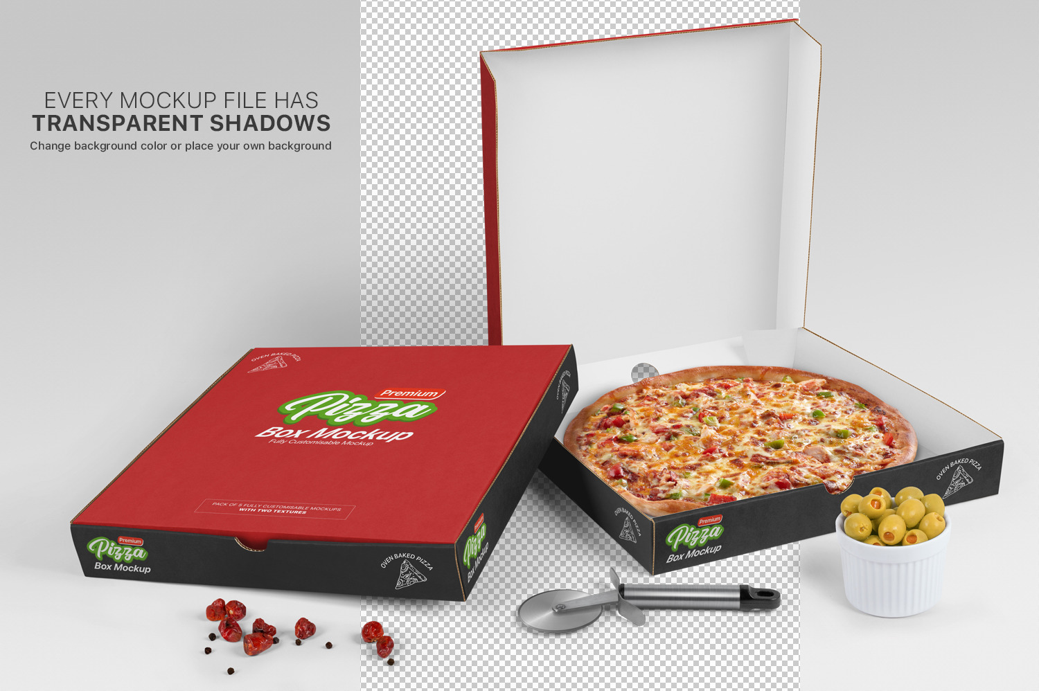 Pizza Box Mockups - Set of 5