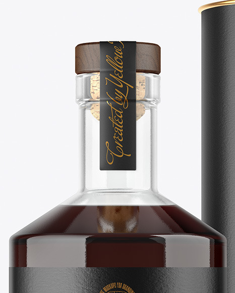 Black Rum Bottle with Tube Mockup