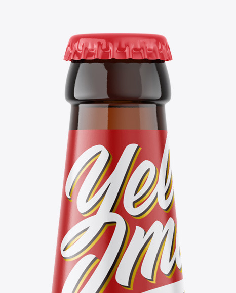 Amber Glass Dark Beer Bottle Mockup