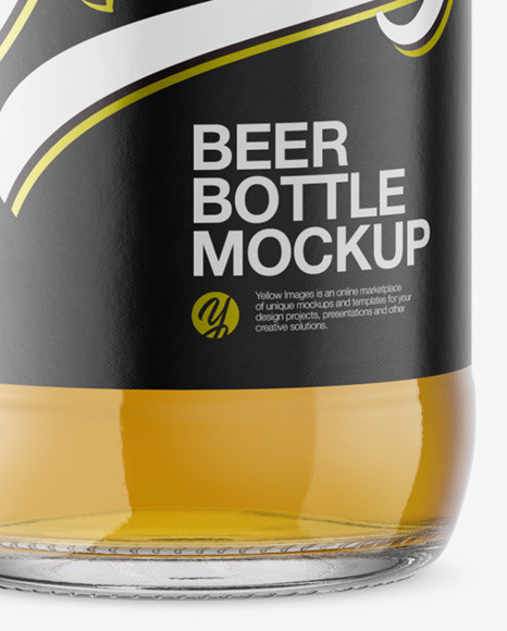 Clear Glass Lager Beer Bottle Mockup