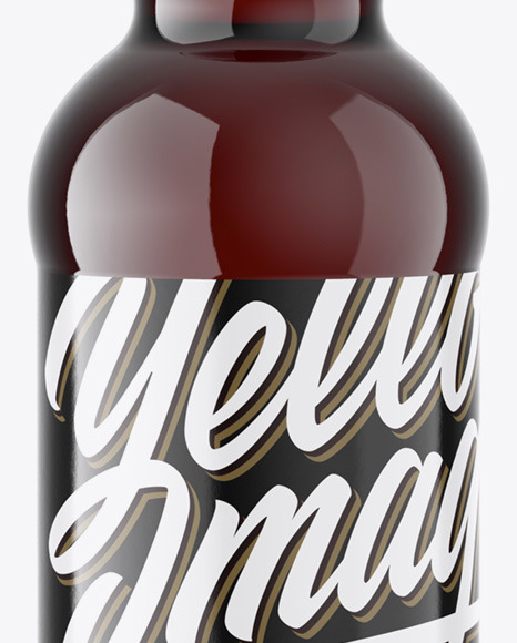 Amber Plastic Beer Bottle Mockup