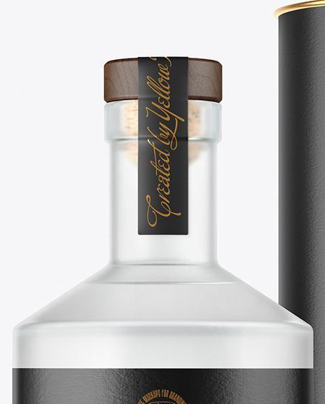 Frosted Glass Gin Bottle with Tube Mockup