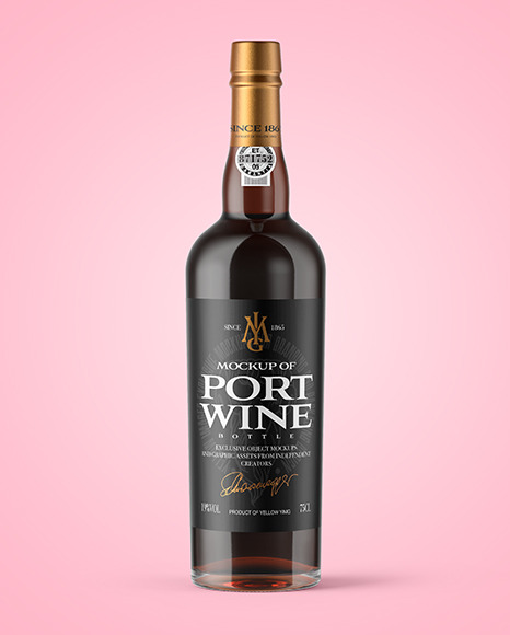 Clear Glass Port Wine Bottle Mockup