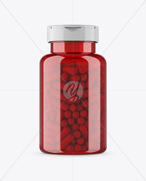 Red Pills Bottle Mockup