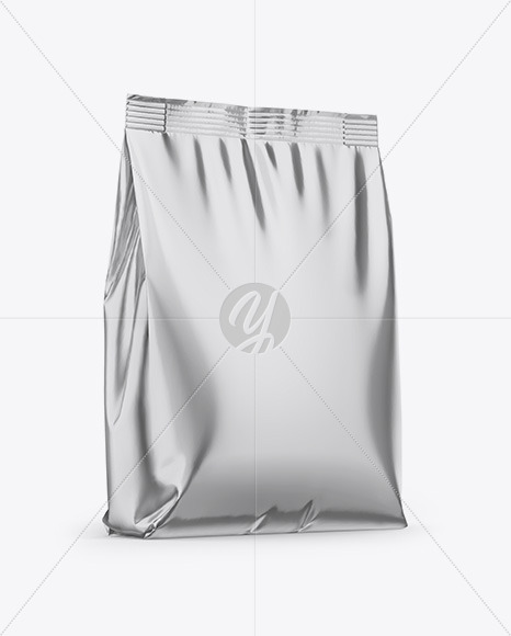 Metallic Stand-Up Bag Mockup - Half Side View