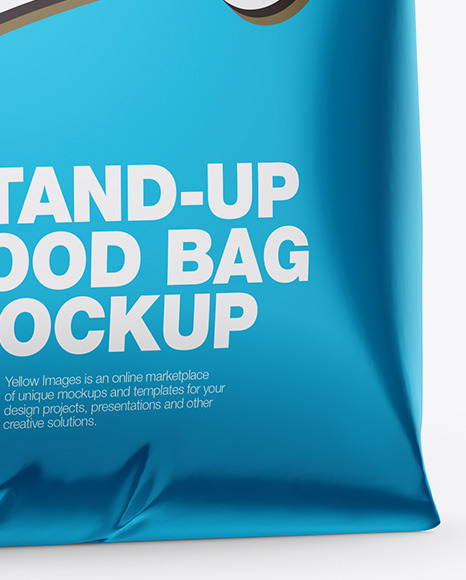 Metallic Stand-Up Bag Mockup - Half Side View