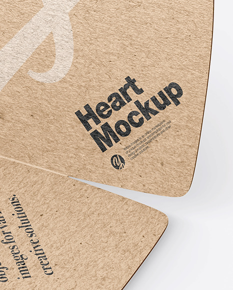 Kraft Two Heart Shaped Cards Mockup