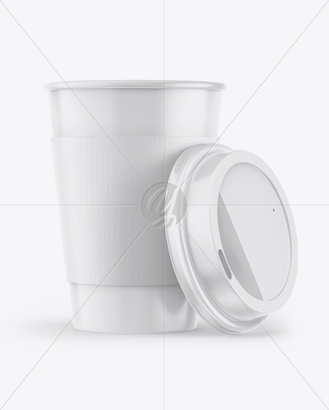 Glossy Coffee Cup w/ Holder Mockup