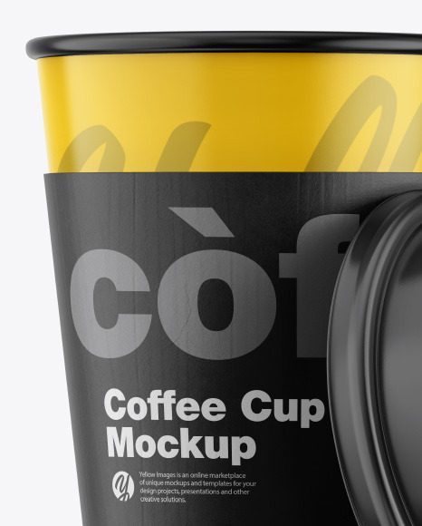 Glossy Coffee Cup w/ Holder Mockup