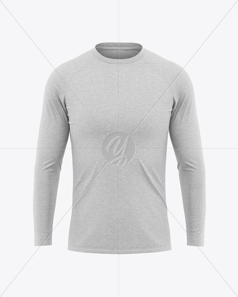 Men's Heather Raglan Long Sleeve T-Shirt Mockup - Front View