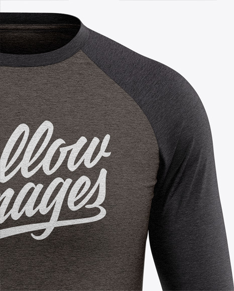 Men's Heather Raglan Long Sleeve T-Shirt Mockup - Front View