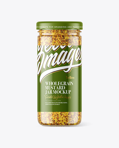 Clear Glass Jar with Wholegrain Mustard Mockup