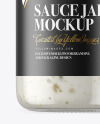 Clear Glass Jar with Garlic Sauce Mockup