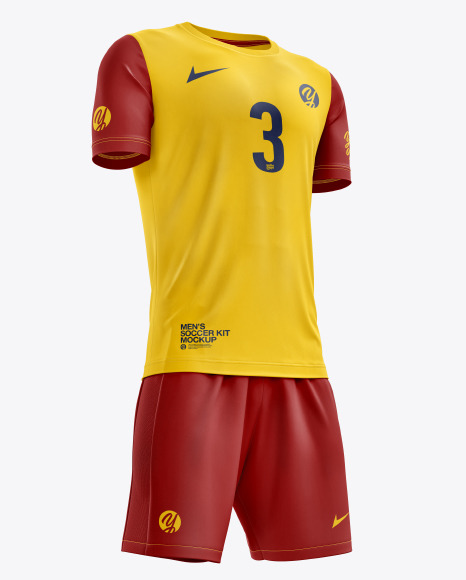 Men’s Full Soccer Kit with Crew Neck Jersey mockup (Hero Shot)