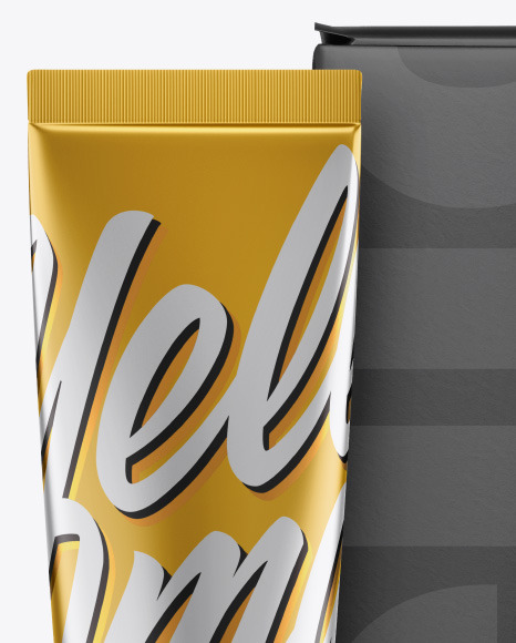 Metallic Cosmetic Tube w/ Box Mockup