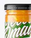 Clear Glass Jar with Orange Jam Mockup