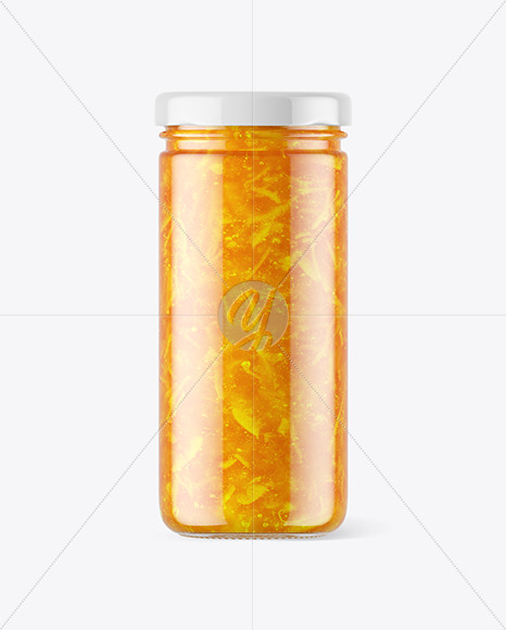 Clear Glass Jar with Orange Jam Mockup