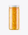 Clear Glass Jar with Orange Jam Mockup