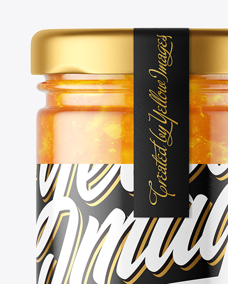 Clear Glass Jar with Orange Jam Mockup