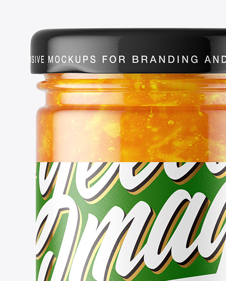 Clear Glass Jar with Orange Jam Mockup