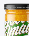 Clear Glass Jar with Orange Jam Mockup