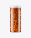 Clear Glass Jar with Bruschetta Sauce Mockup Clear Glass Jar with Bruschetta Sauce Mockup