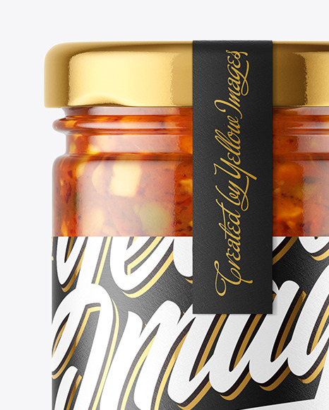 Clear Glass Jar with Bruschetta Sauce Mockup