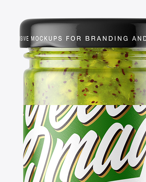 Clear Glass Jar with Kiwi Jam Mockup