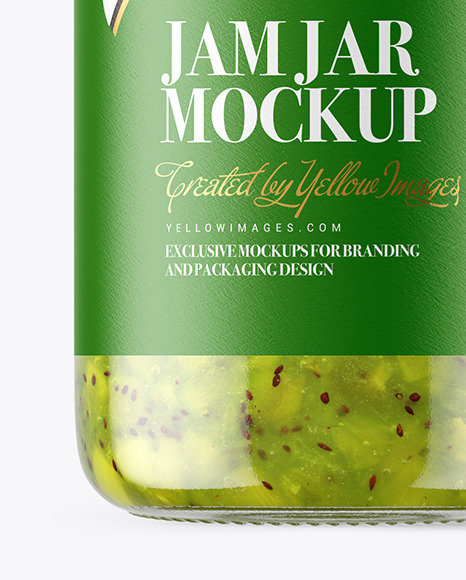 Clear Glass Jar with Kiwi Jam Mockup