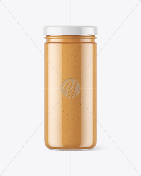 Clear Glass Jar with Peanut Butter Mockup