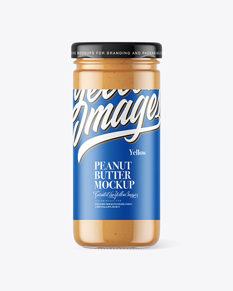 Clear Glass Jar with Peanut Butter Mockup