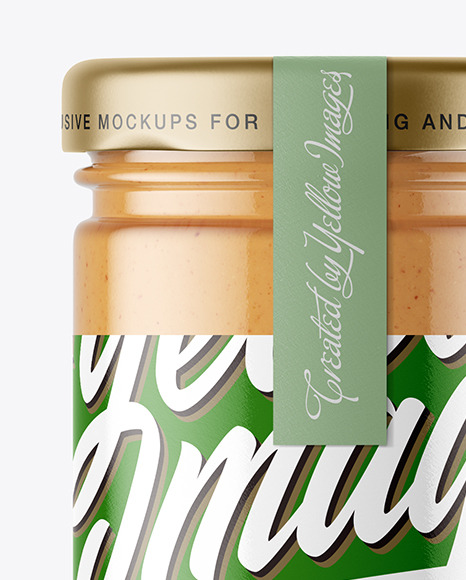 Clear Glass Jar with Peanut Butter Mockup