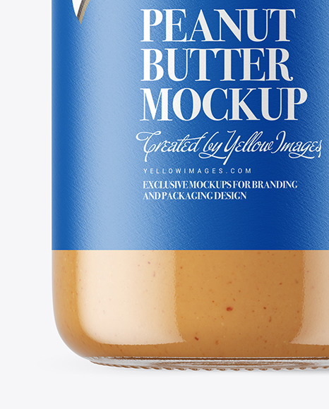 Clear Glass Jar with Peanut Butter Mockup