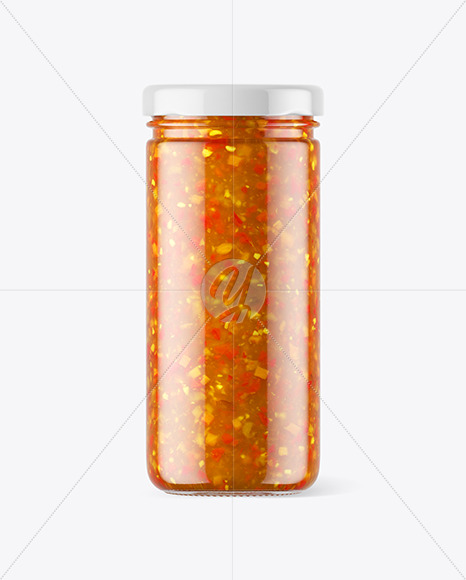 Clear Glass Jar with Sweet & Sour Sauce Mockup