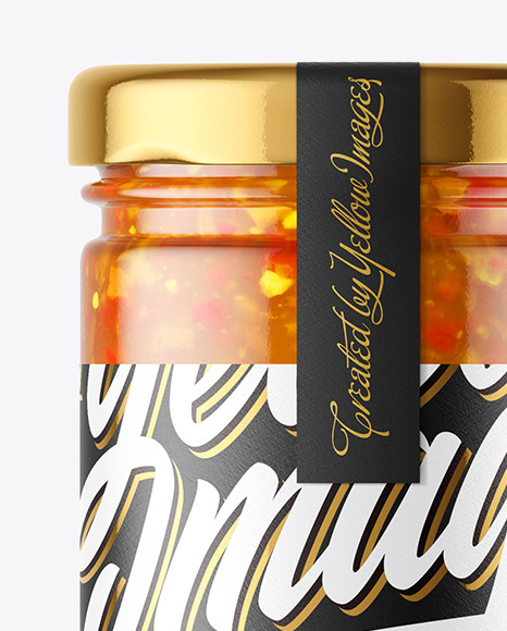 Clear Glass Jar with Sweet & Sour Sauce Mockup