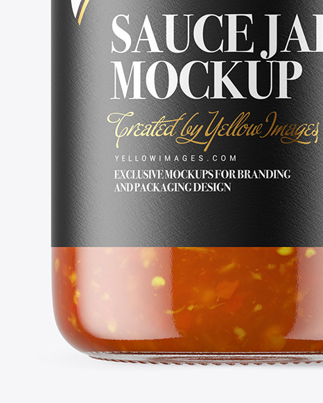 Clear Glass Jar with Sweet &amp; Sour Sauce Mockup