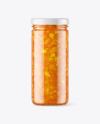 Clear Glass Jar with Apricot Jam Mockup