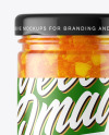 Clear Glass Jar with Apricot Jam Mockup