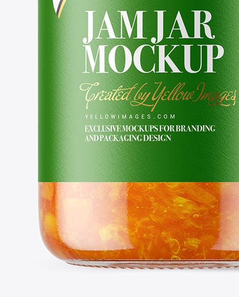 Clear Glass Jar with Apricot Jam Mockup