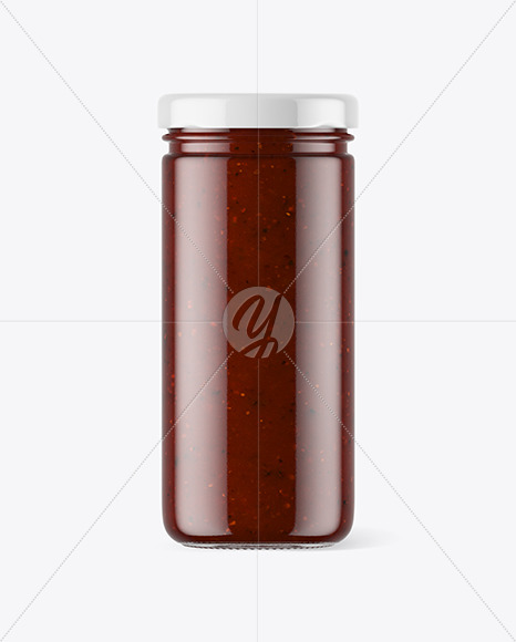 Clear Glass Jar with BBQ Sauce Mockup