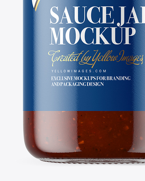 Clear Glass Jar with BBQ Sauce Mockup