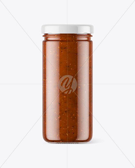 Clear Glass Jar with Sweet Chili Sauce Mockup