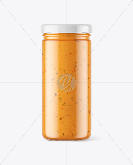 Clear Glass Jar with Chipotle Sauce Mockup