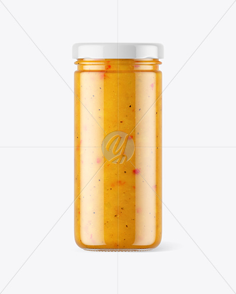 Clear Glass Jar with Curry Sauce Mockup