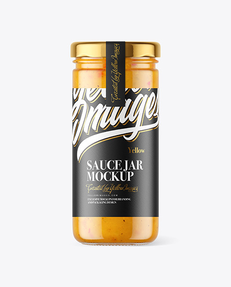 Clear Glass Jar with Curry Sauce Mockup - Clear+Glass+Jar+with+Curry+Sauce+Mockup